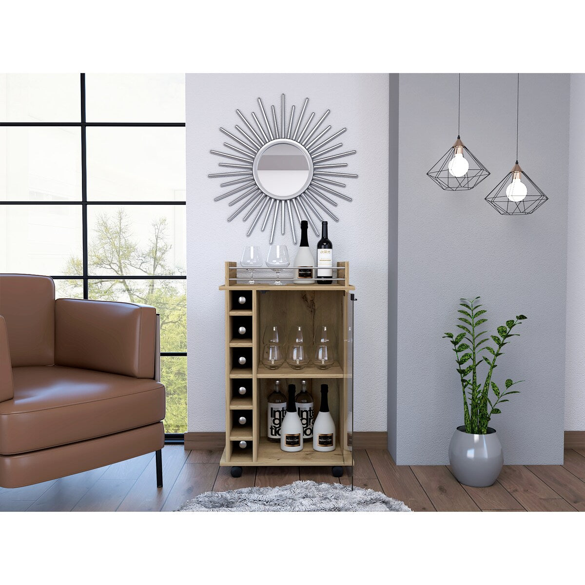 Savannah 6-Bottle 3-Shelf Bar Cart
