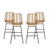 Sawtelle Outdoor Wicker Barstools (Set of 4) by Christopher Knight Home