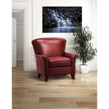 Saxon Burgandy Top Grain Leather Flared Arms Accent Chair