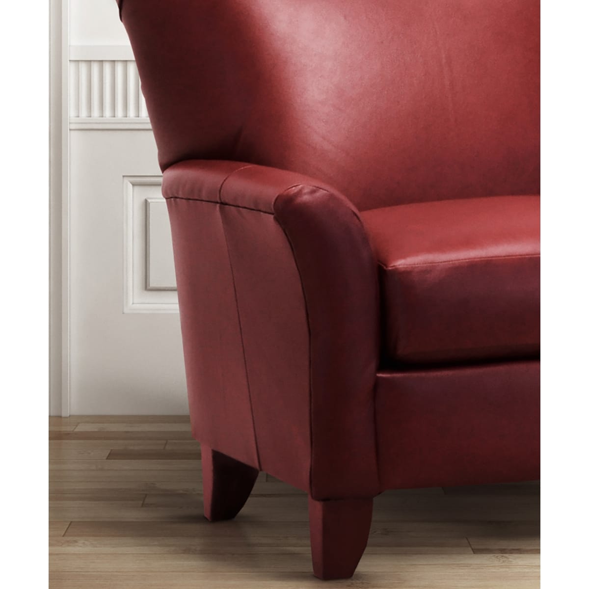 Saxon Burgandy Top Grain Leather Flared Arms Accent Chair