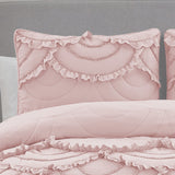 DESIGN STUDIO Scallop Ruffle Garment Washed Soft Solid Quilt Set