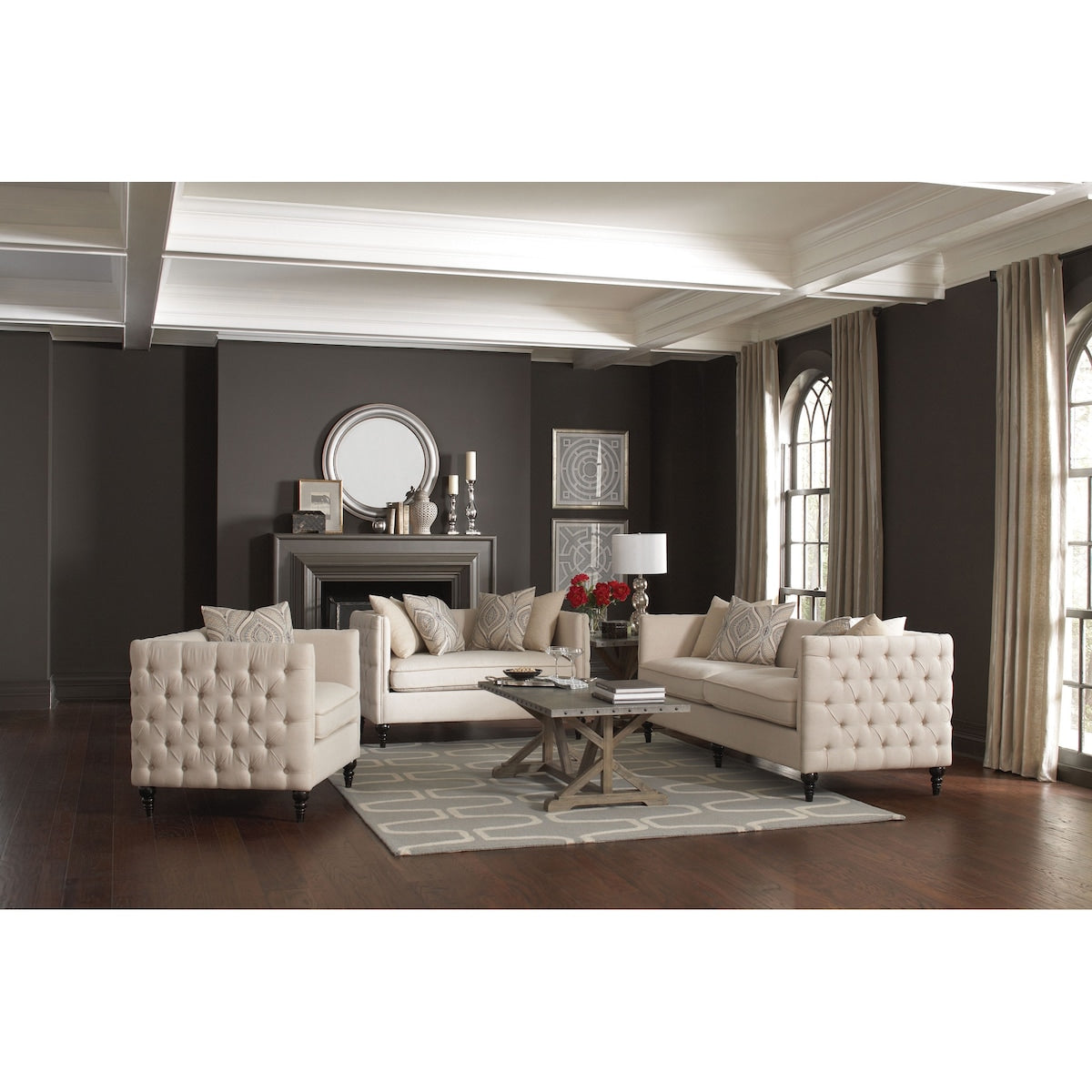 Scarlett Traditional Oatmeal 3-piece Living Room Set