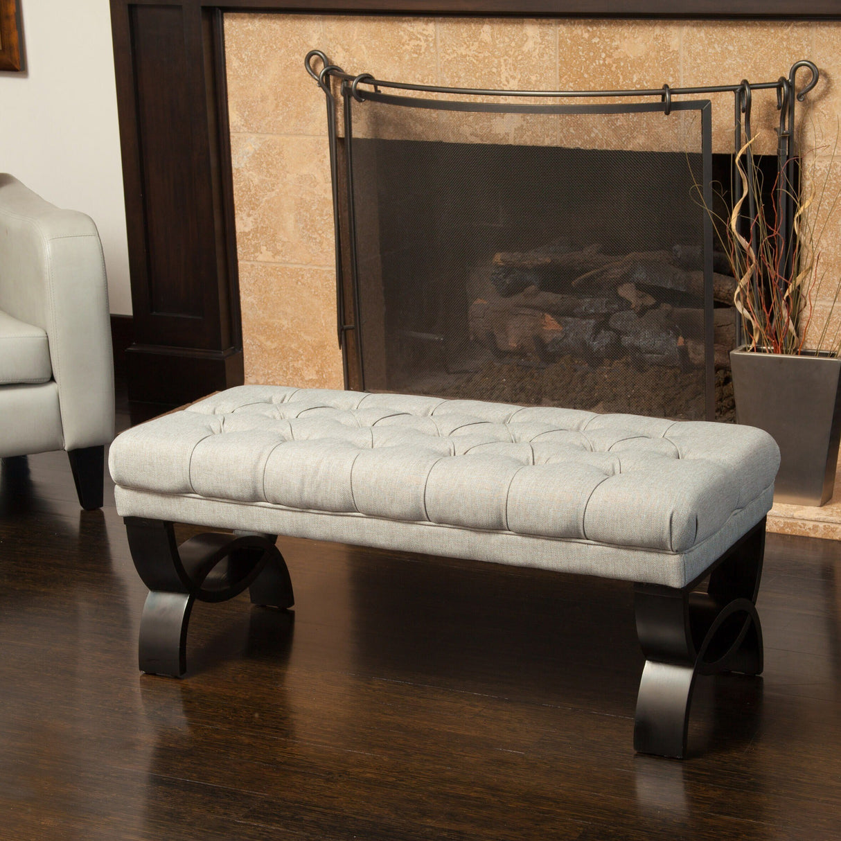 Scarlette Tufted Fabric Ottoman Bench by Christopher Knight Home - 41.00" L x 17.25" W x 16.75" H