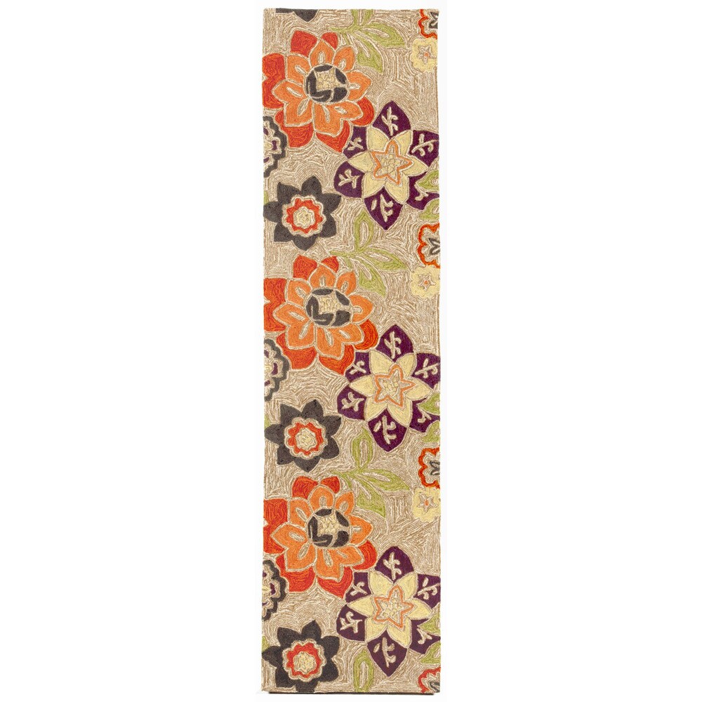 Liora Manne Scattered Flowers Purple Outdoor Rug (2'X8') - 2' x 8'