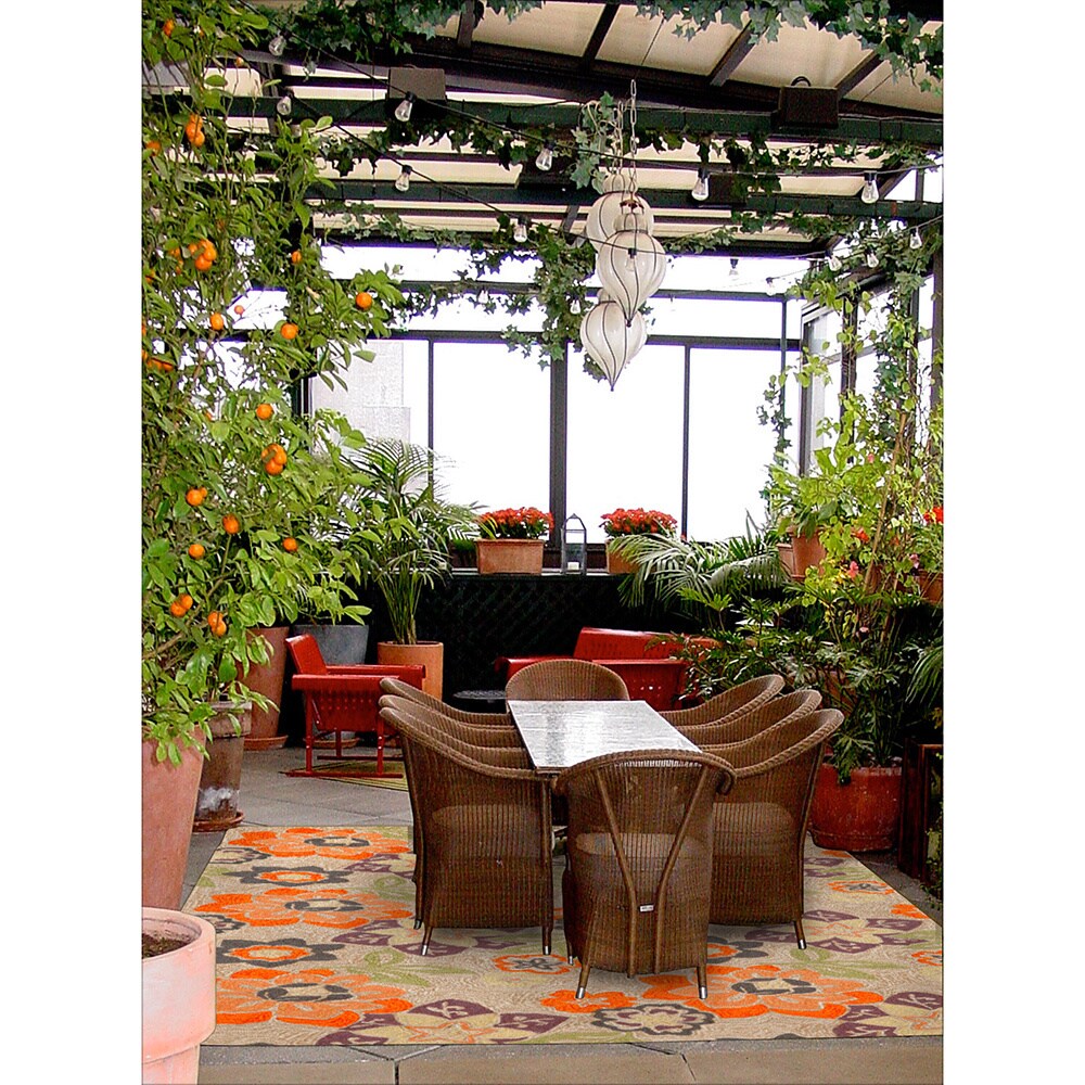 Liora Manne Scattered Flowers Purple Outdoor Rug (2'X8') - 2' x 8'