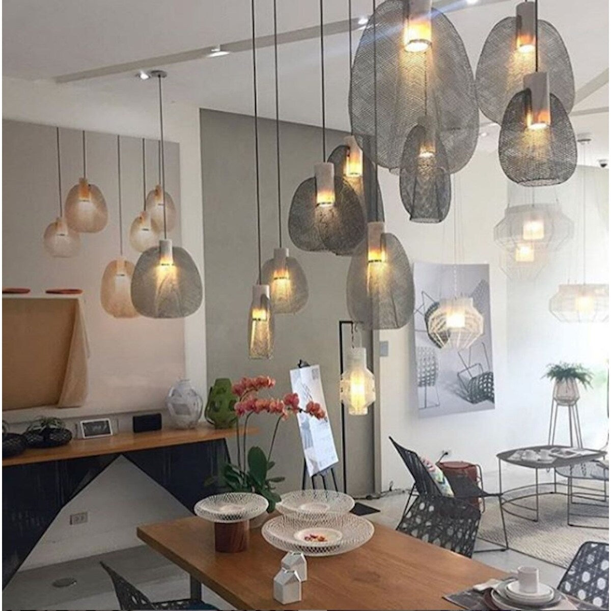Schema 5-Light Petiole Medium Pendant, Gray - GREY