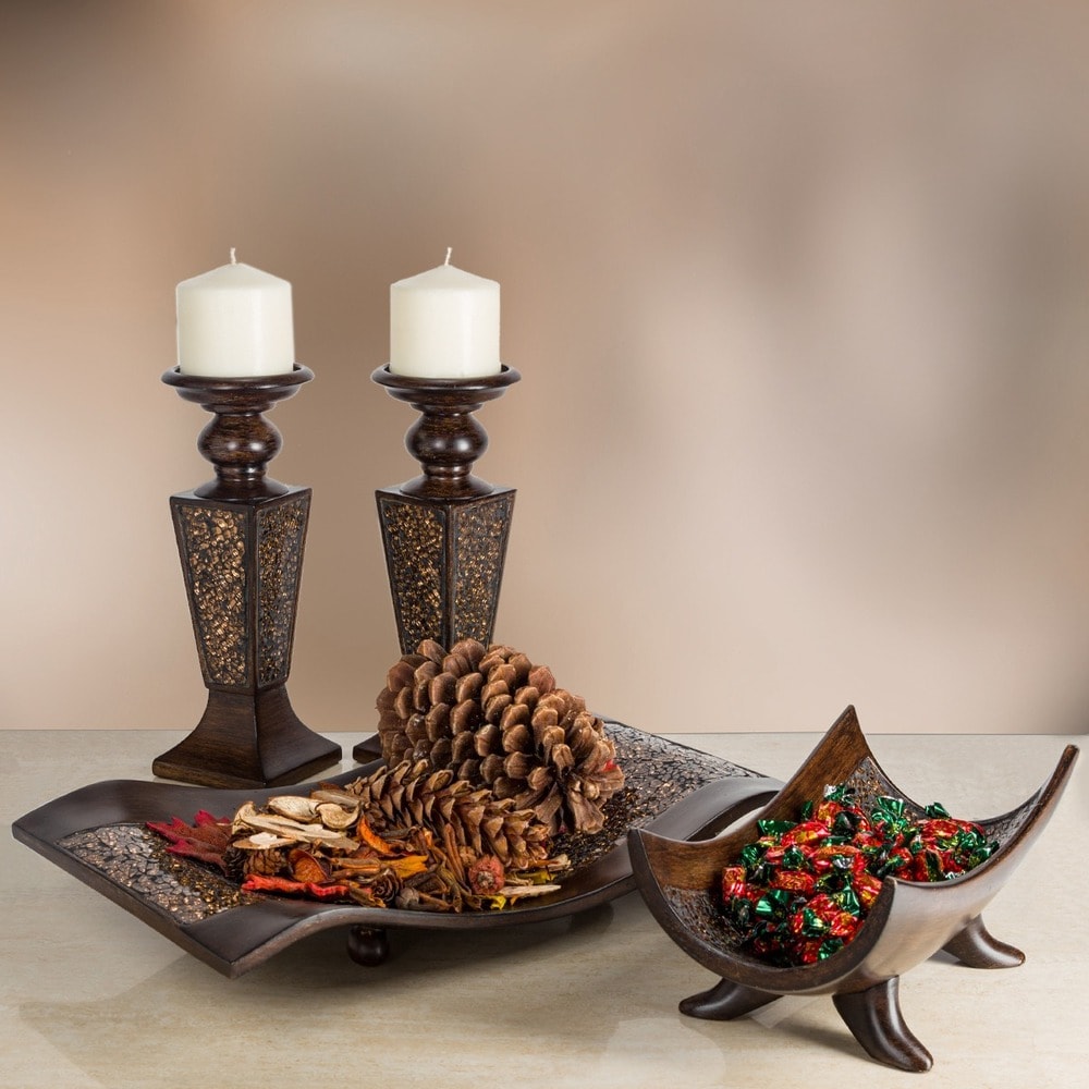 Creative Scents Schonwerk Decorative Walnut Color Centerpiece Dish