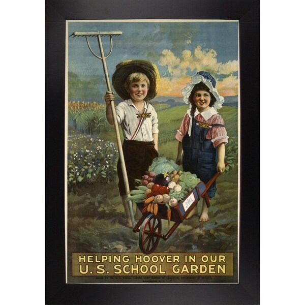 School Garden-VINAPP122843 Framed Print 20"x13.25" by Vintage Apple Collection