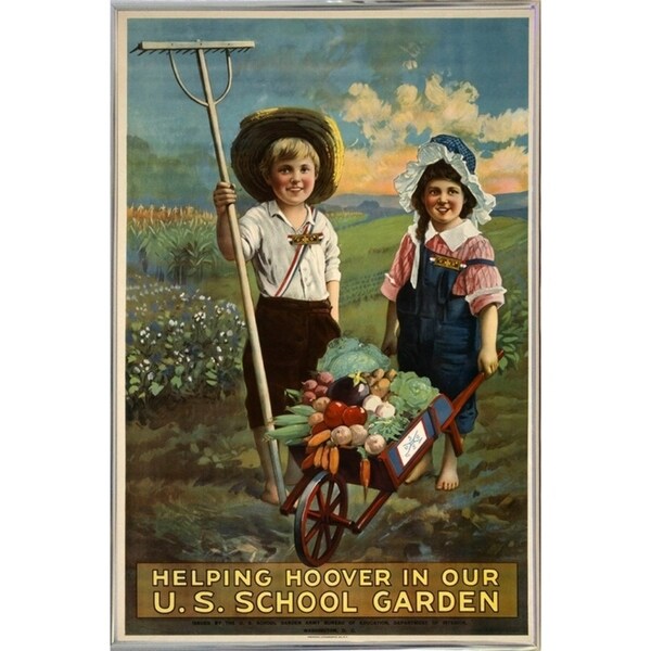 School Garden-VINAPP122843 Framed Print 20"x13.25" by Vintage Apple Collection