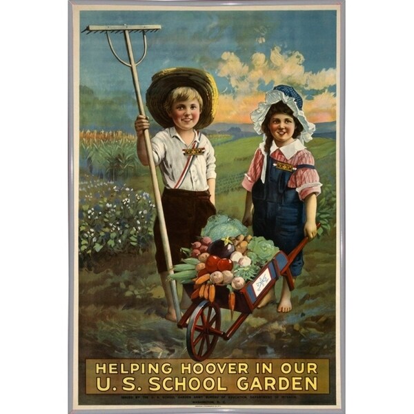 School Garden-VINAPP122843 Framed Print 20"x13.25" by Vintage Apple Collection