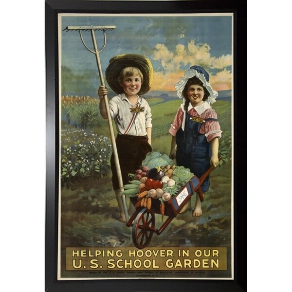 School Garden-VINAPP122843 Framed Print 20"x13.25" by Vintage Apple Collection