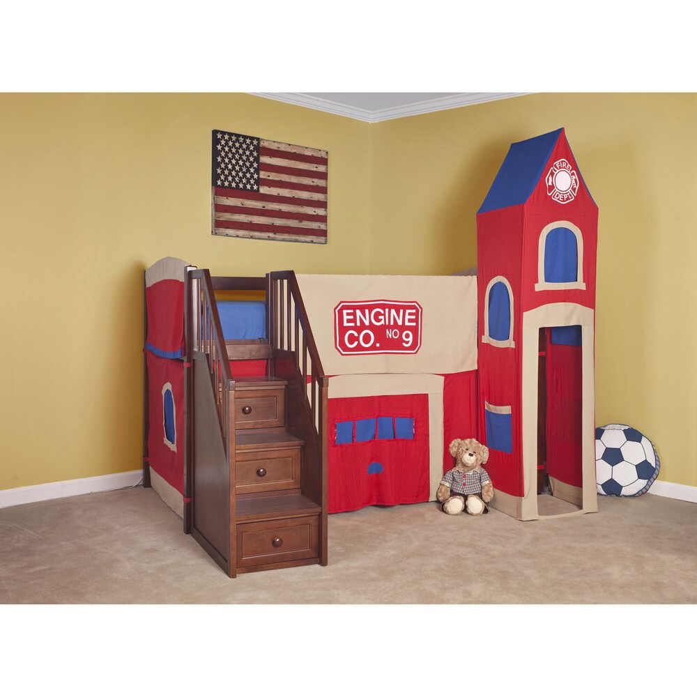 School House Junior Loft with Stairs & Firehouse Tent