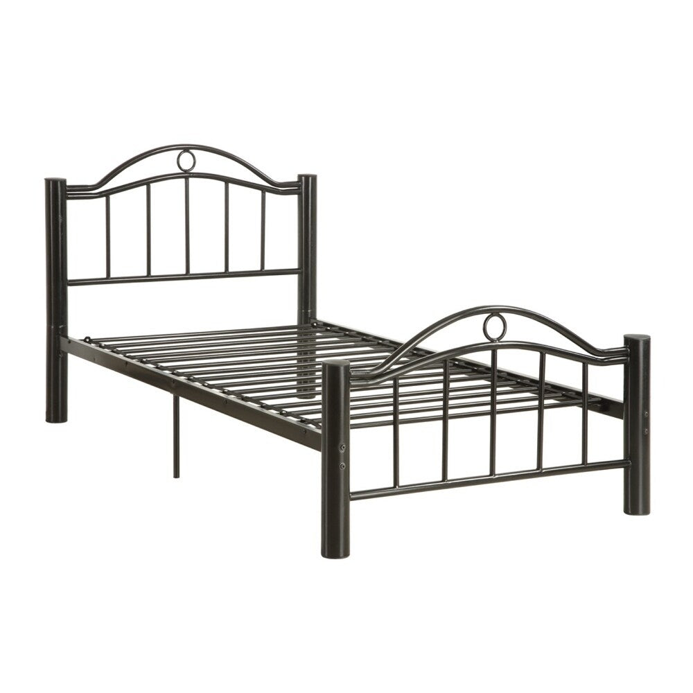 Scintilating Full Metal Bed With Slats , Black