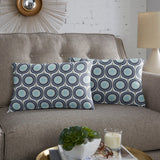Scott Living Vogue Cyan Taupe Lumbar Pillow, Set of 2