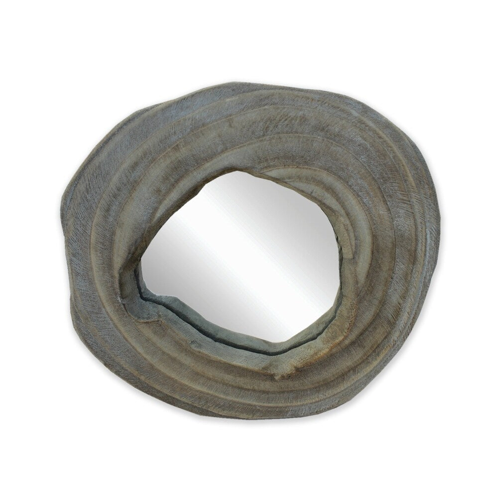 Screen Gems Olive Handmade Wood Sculpture with Mirror