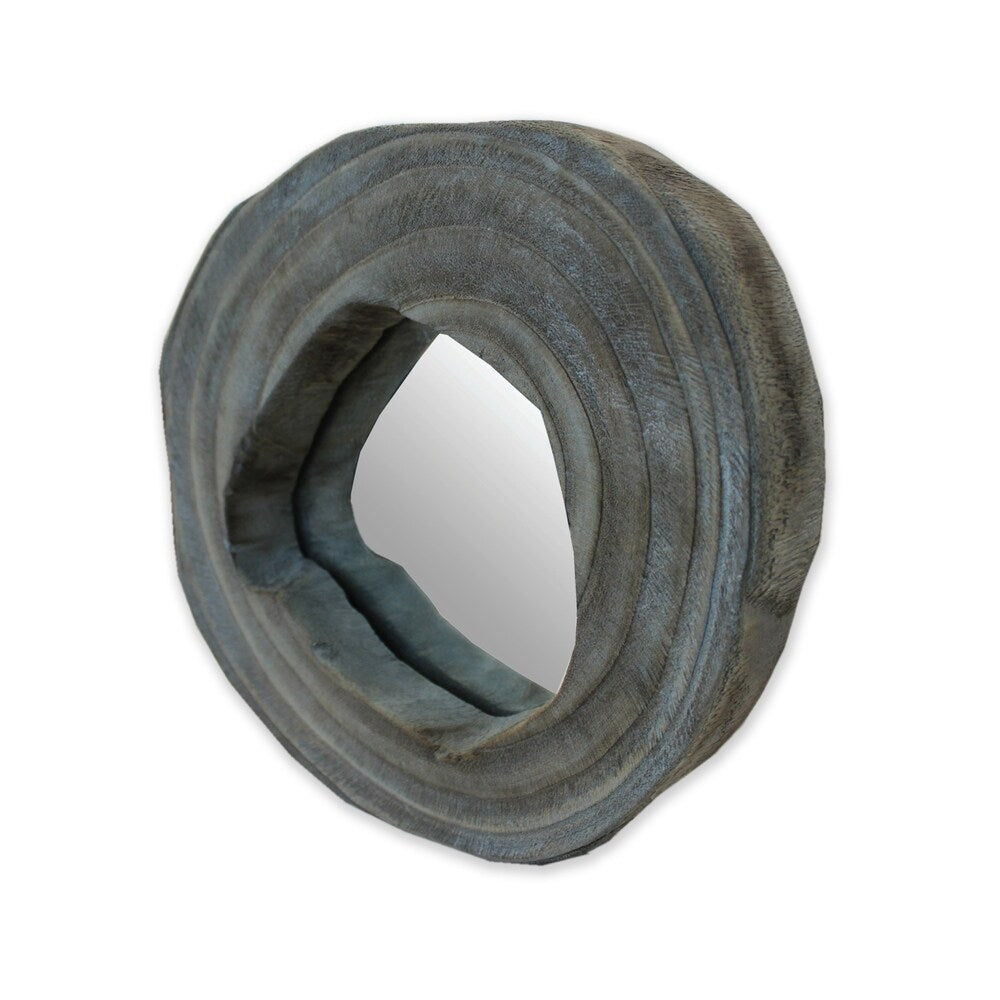 Screen Gems Olive Handmade Wood Sculpture with Mirror