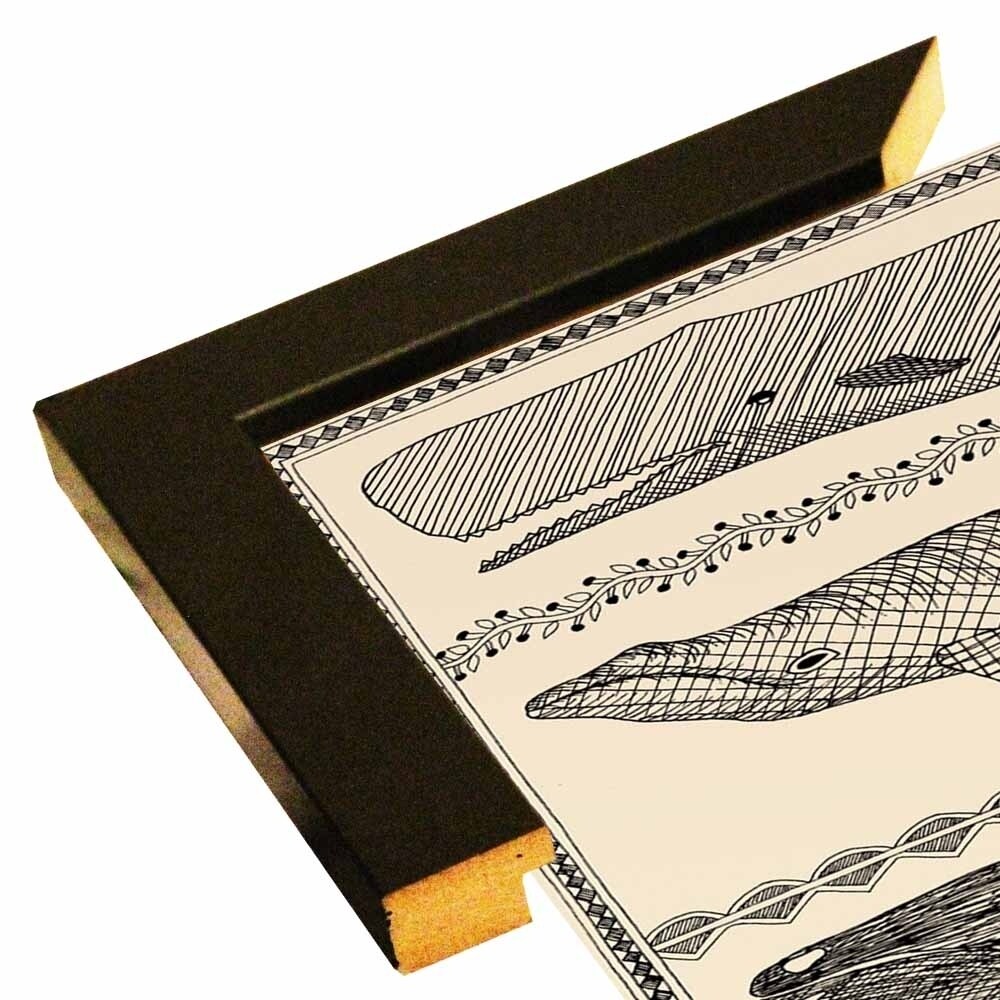Scrimshaw Whale-WILBAS107035 Framed Print 14.75"x10.75" by Willow Bascom
