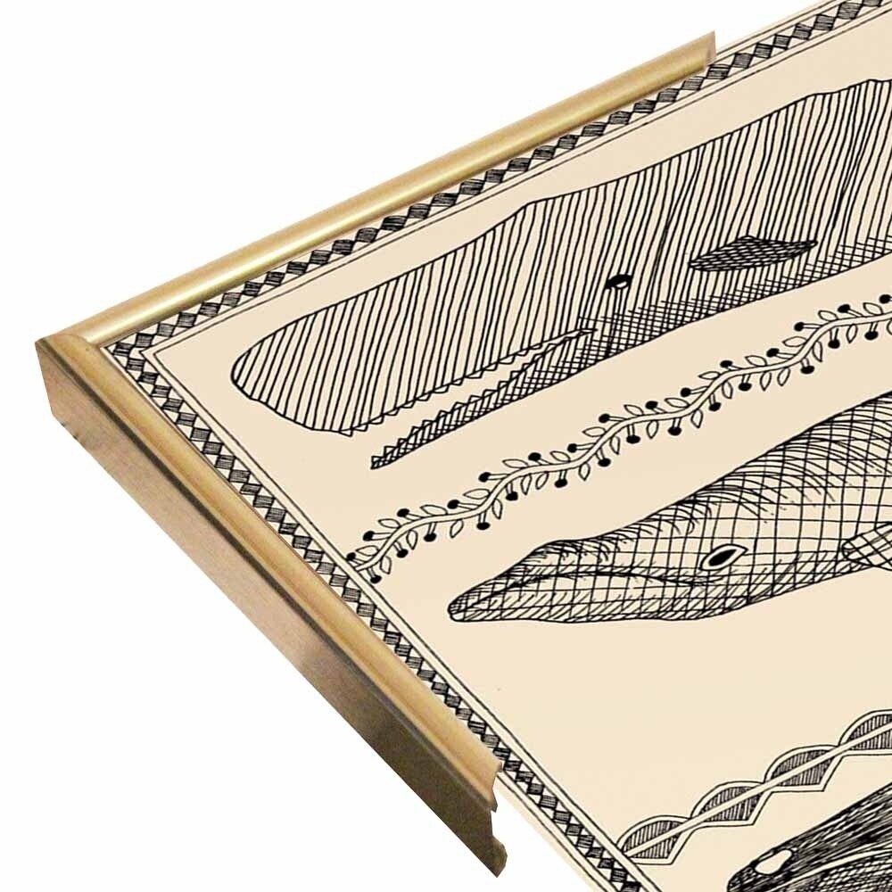 Scrimshaw Whale-WILBAS107035 Framed Print 14.75"x10.75" by Willow Bascom