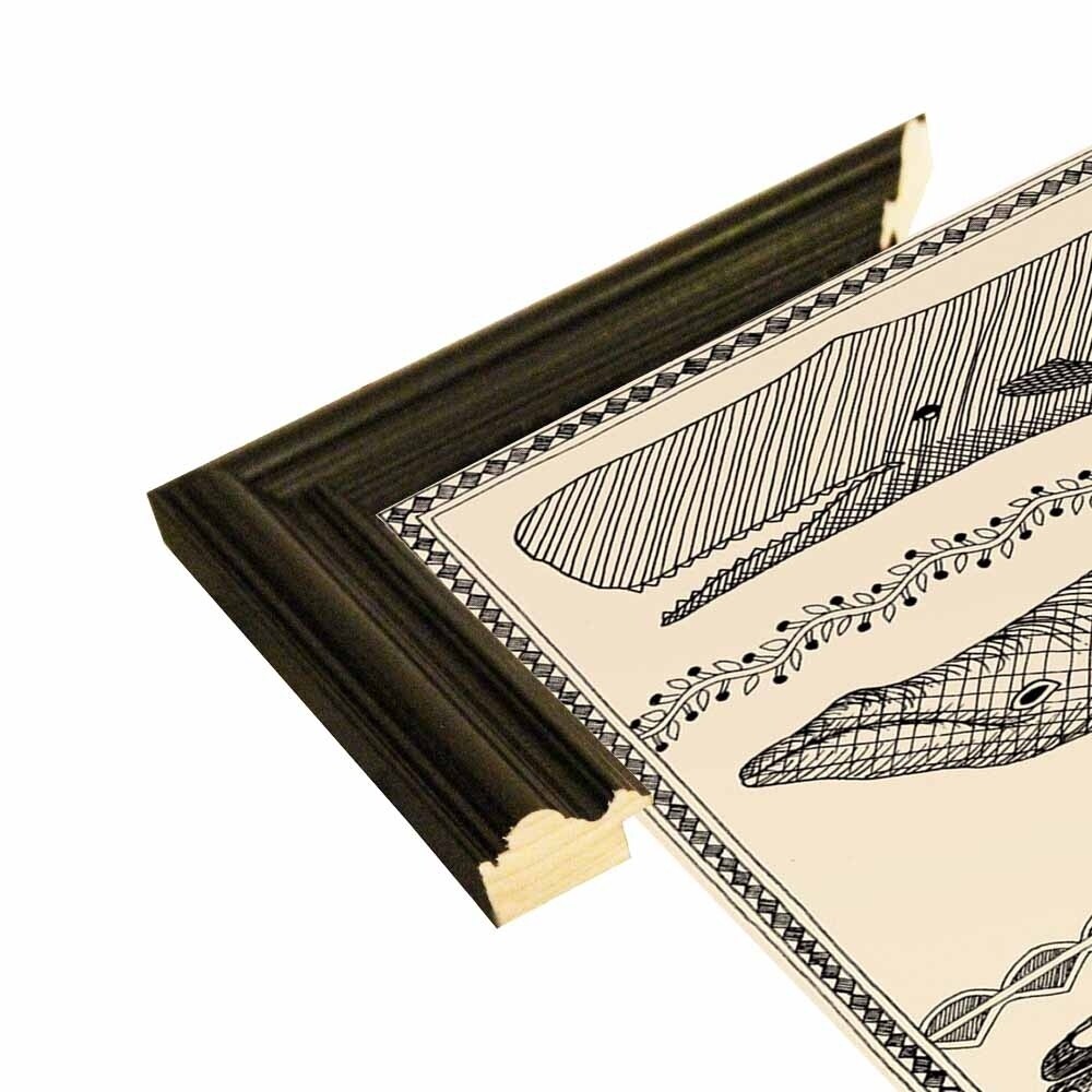 Scrimshaw Whale-WILBAS107035 Framed Print 14.75"x10.75" by Willow Bascom