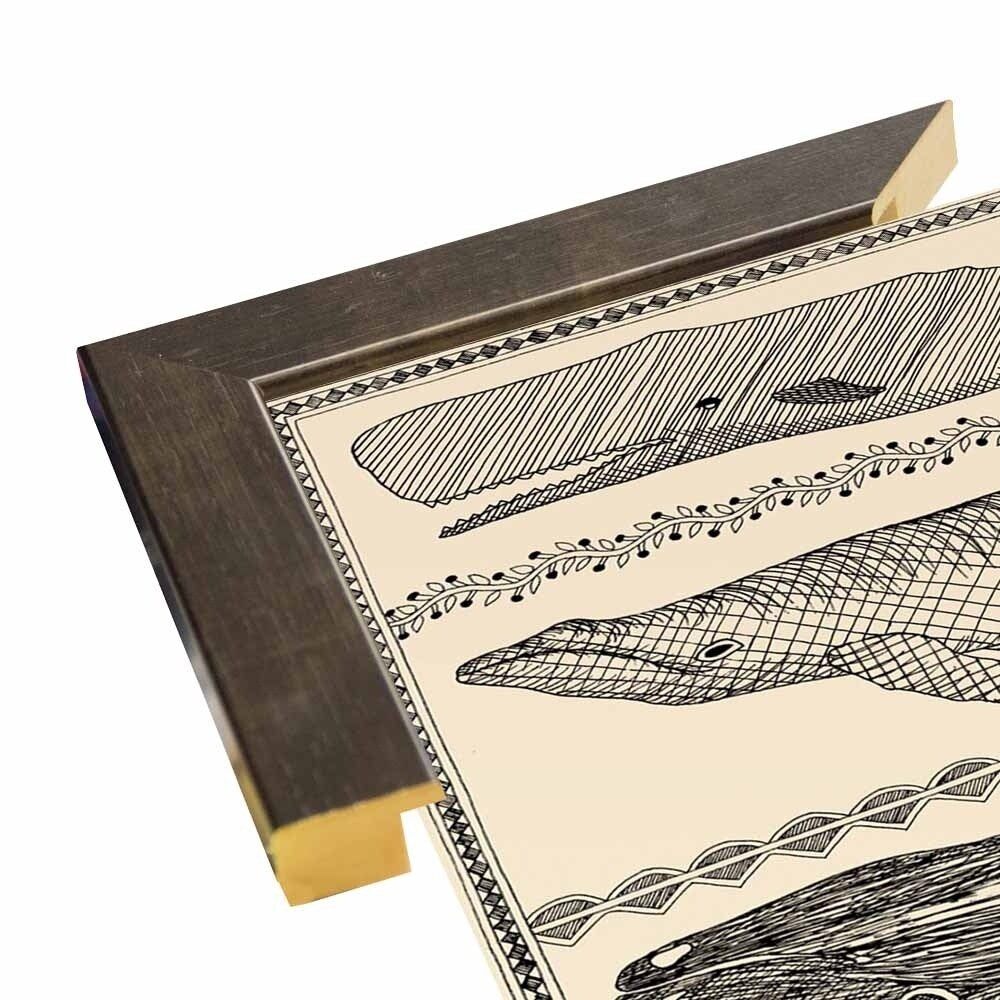 Scrimshaw Whale-WILBAS107035 Framed Print 14.75"x10.75" by Willow Bascom