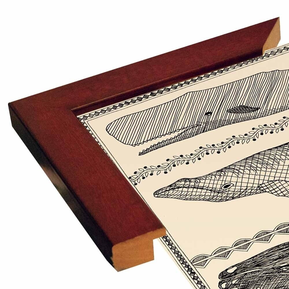 Scrimshaw Whale-WILBAS107035 Framed Print 14.75"x10.75" by Willow Bascom