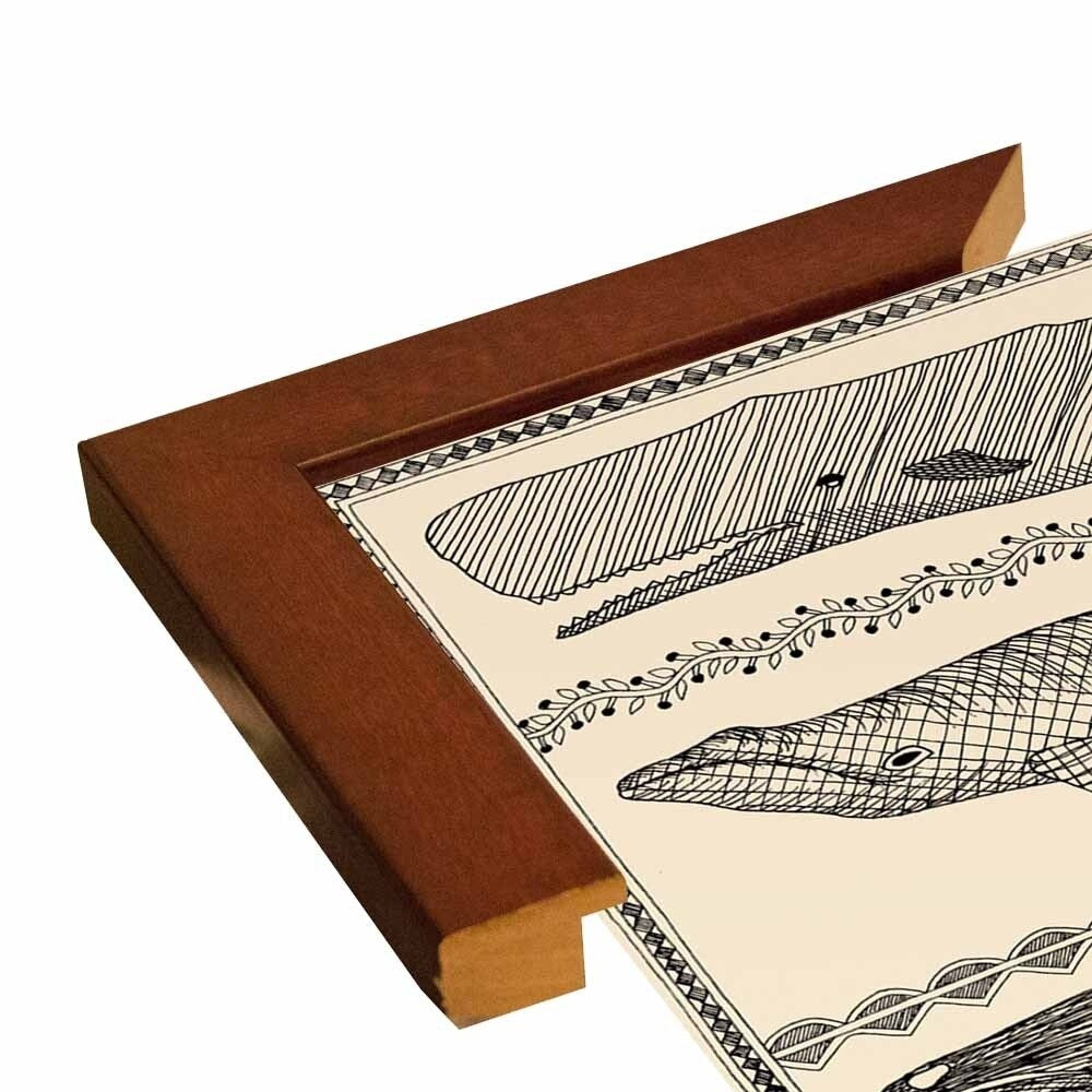 Scrimshaw Whale-WILBAS107035 Framed Print 14.75"x10.75" by Willow Bascom