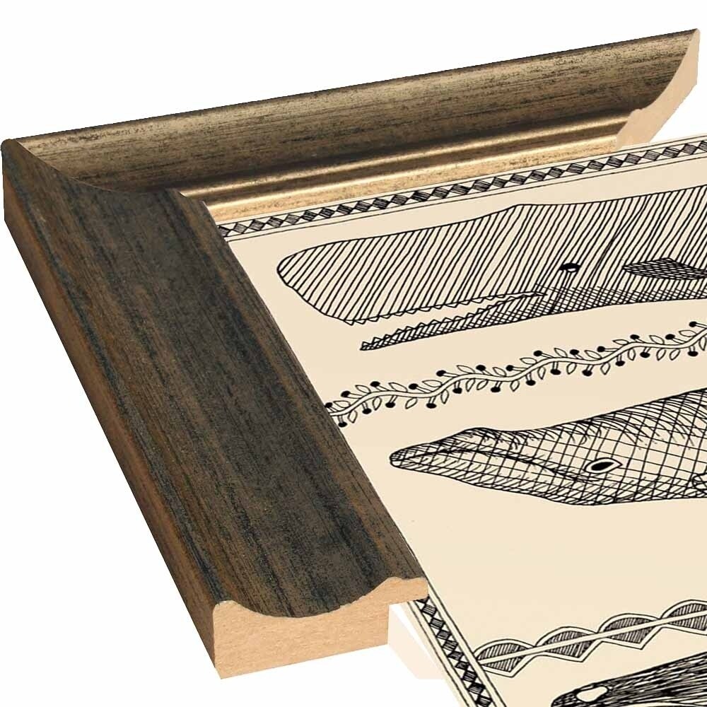 Scrimshaw Whale-WILBAS107035 Framed Print 14.75"x10.75" by Willow Bascom