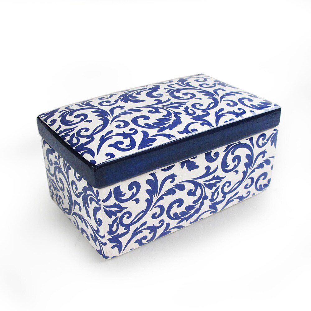 Scroll Blue Ceramic Box