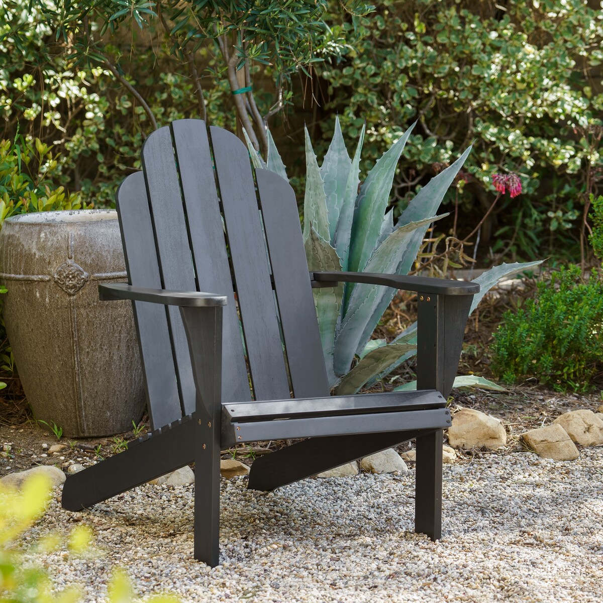 Scully Black Acacia Wood Outdoor Adirondack Chair