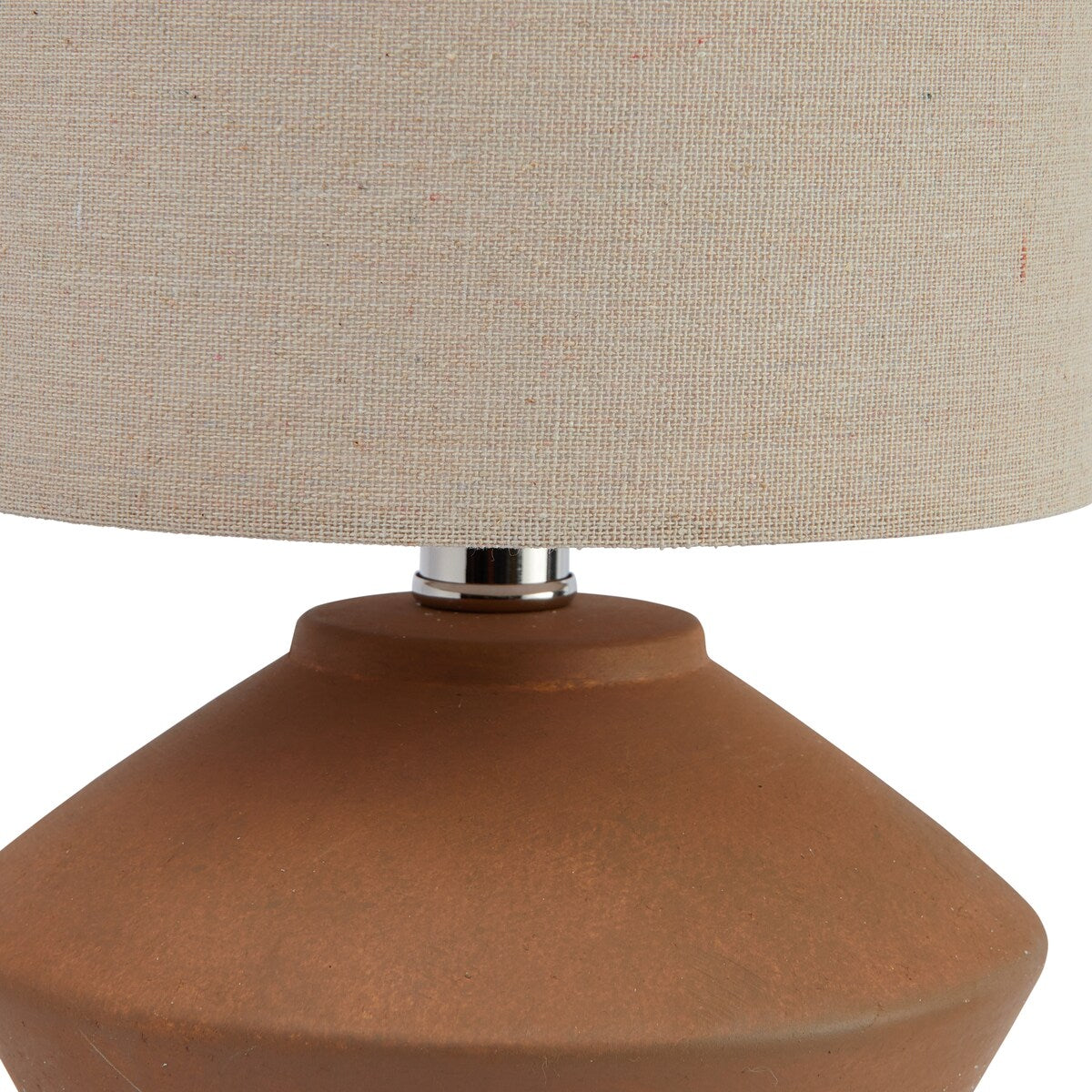 Sculptural Terracotta Table Lamp with Linen Shade - 4.8"L x 4.8"W x 20.3"H