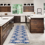 Seabourne Machine Washable Coastal Ivory and Blue Area Rug