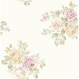 Seabrook Designs Aubree Rose Bouquet Unpasted Wallpaper