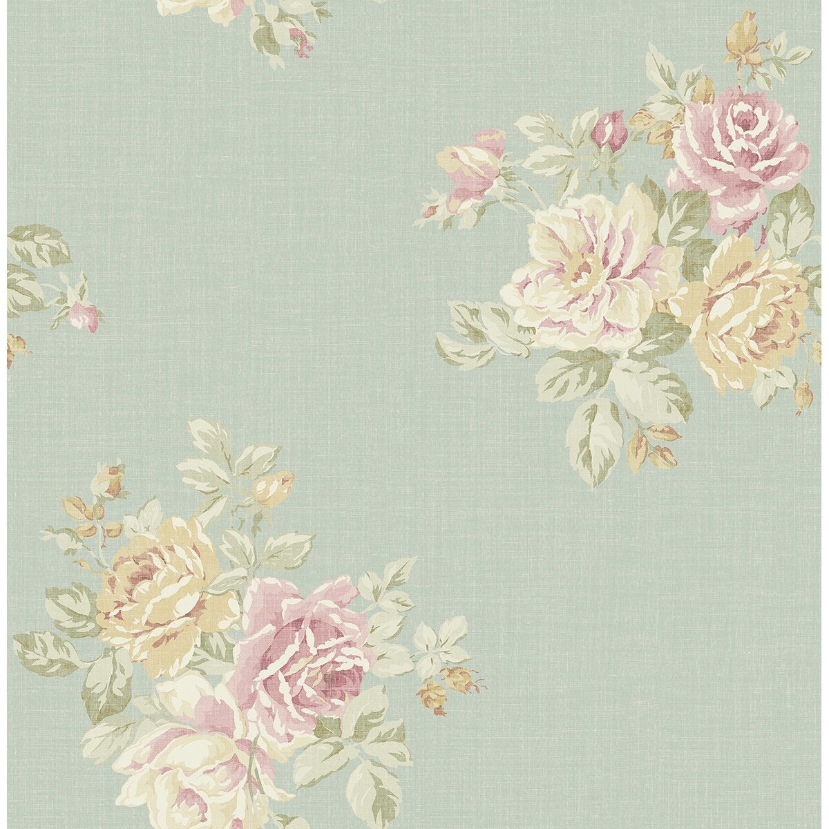 Seabrook Designs Aubree Rose Bouquet Unpasted Wallpaper