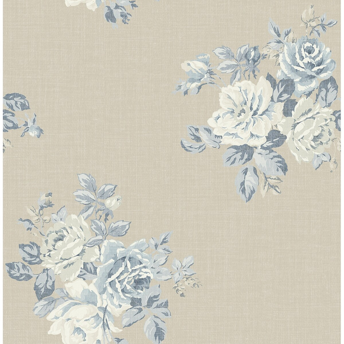 Seabrook Designs Aubree Rose Bouquet Unpasted Wallpaper