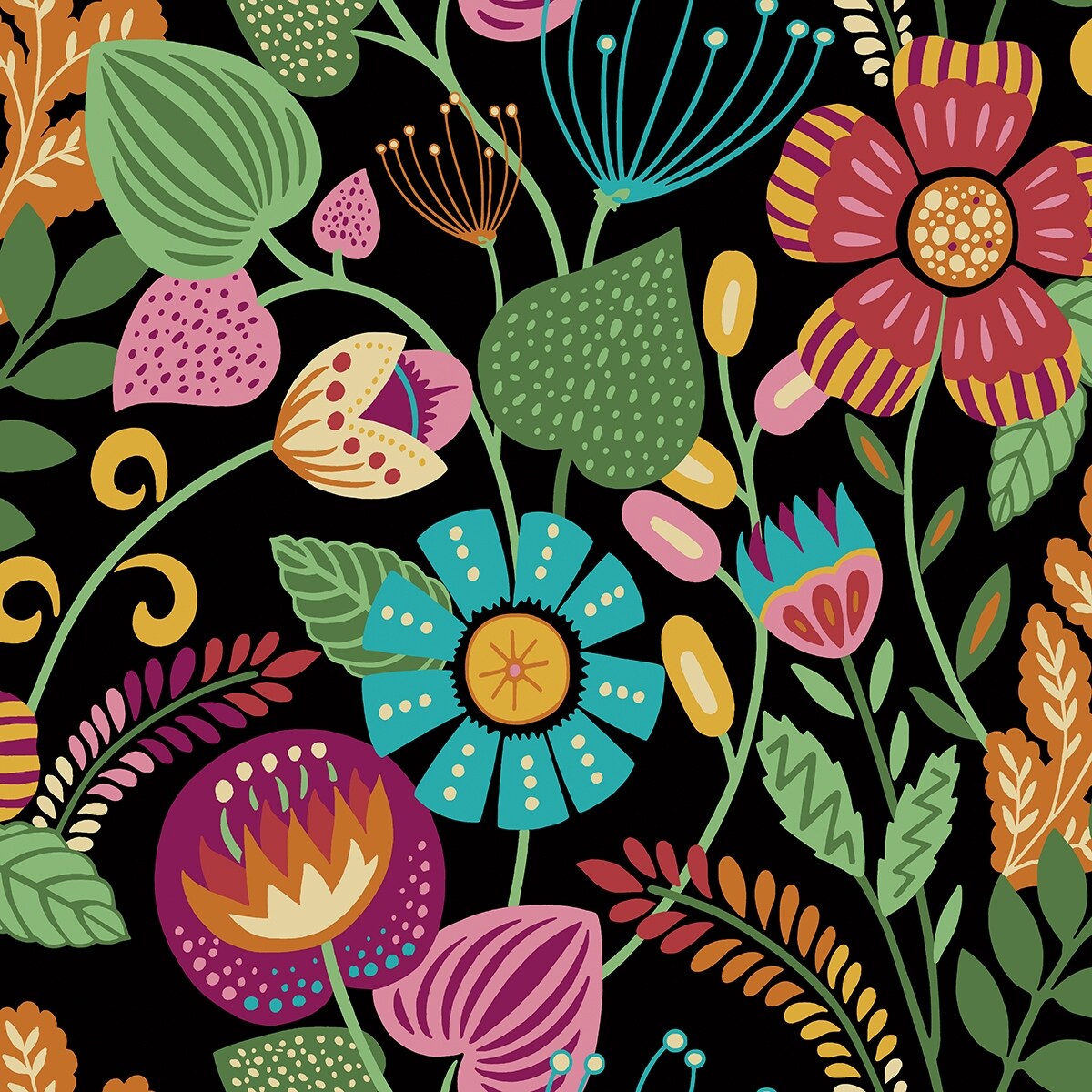 Seabrook Designs Colorful Floral Nonwoven Unpasted Wallpaper
