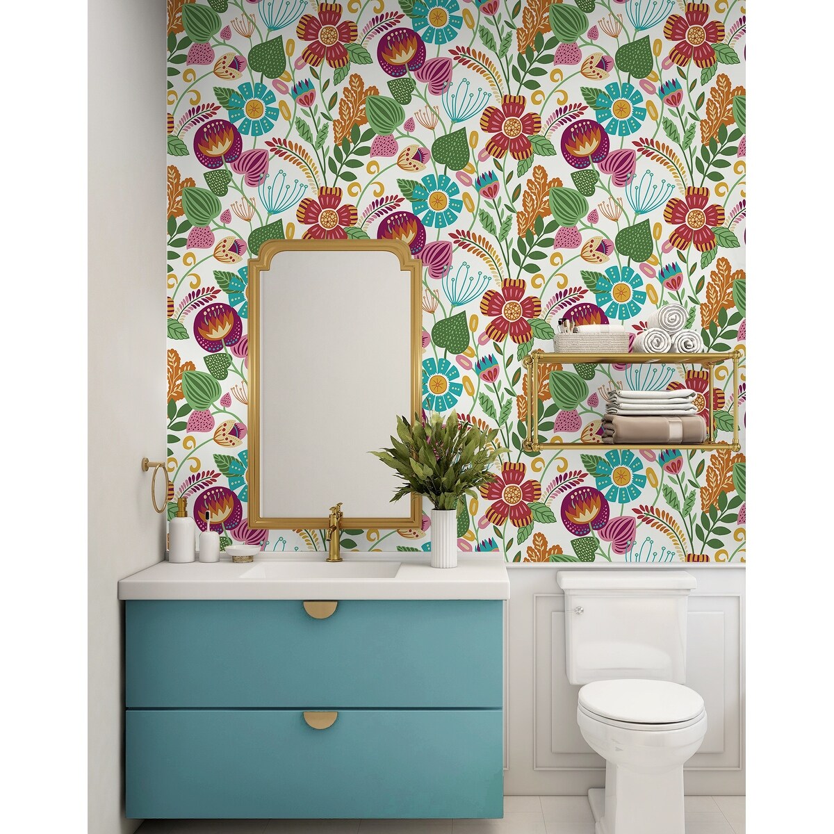 Seabrook Designs Colorful Floral Nonwoven Unpasted Wallpaper
