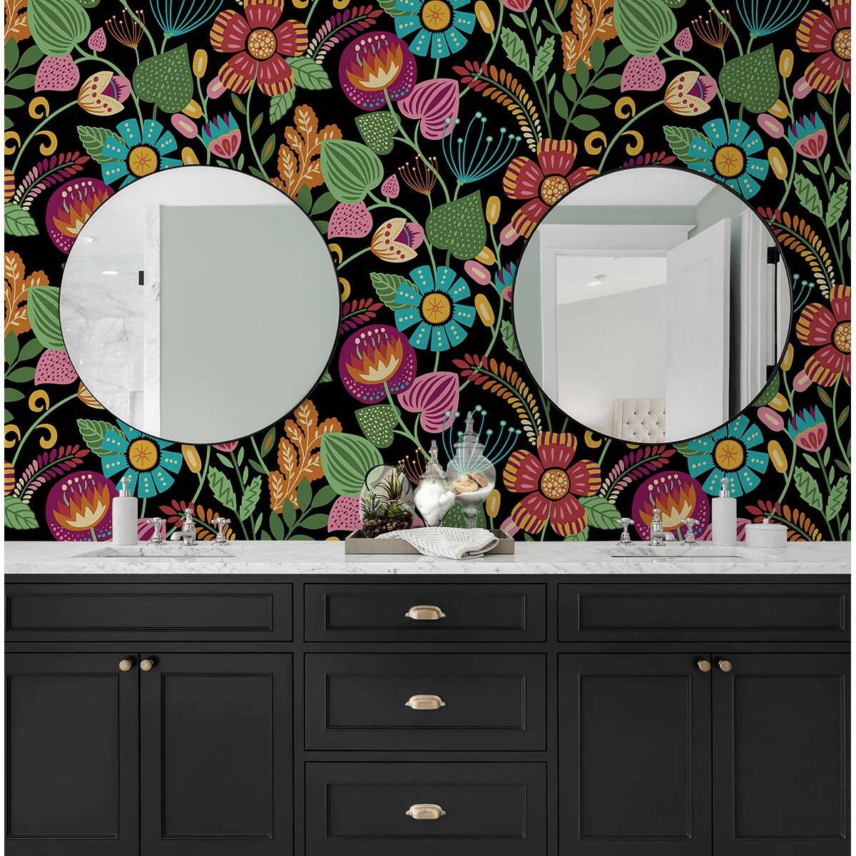 Seabrook Designs Colorful Floral Nonwoven Unpasted Wallpaper