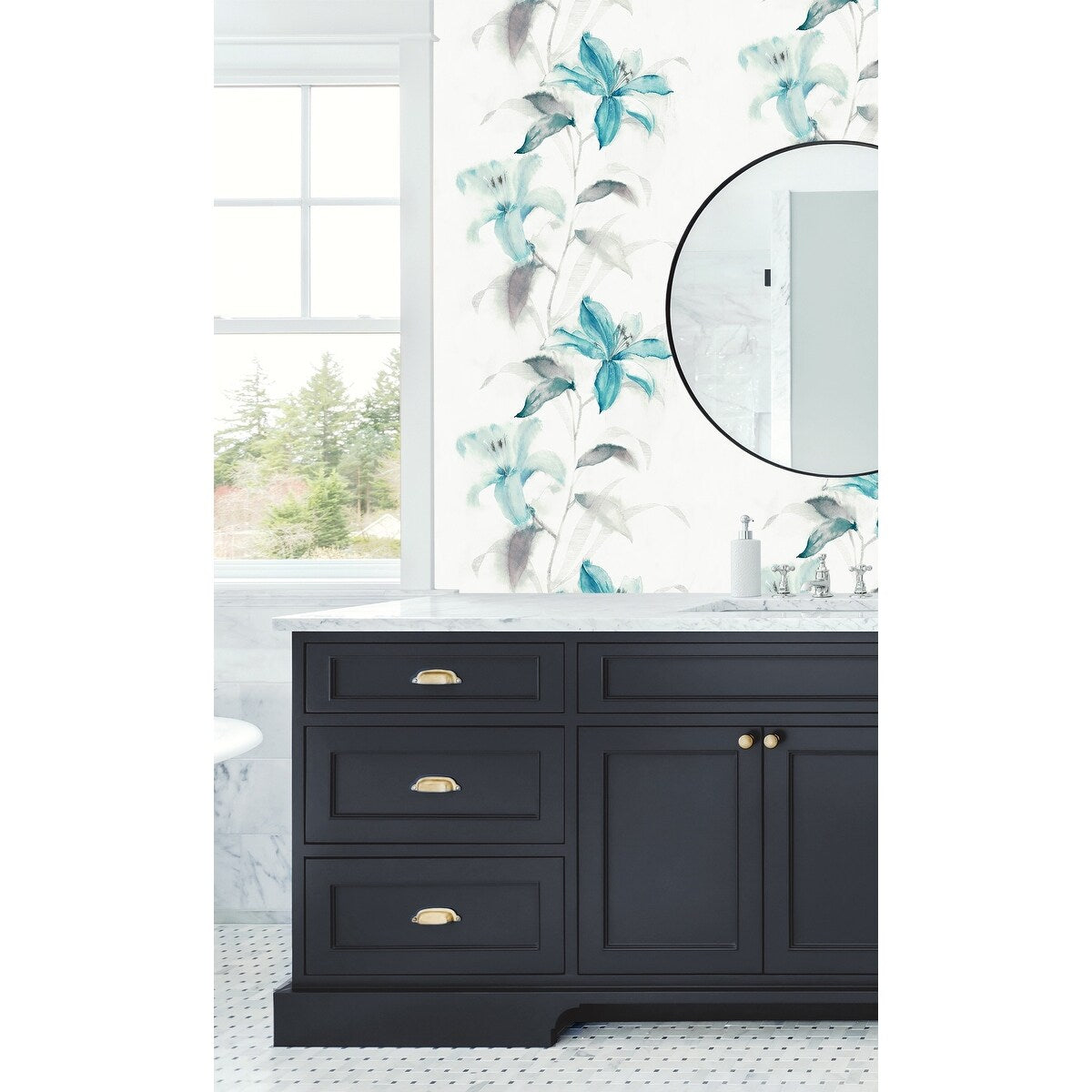 Seabrook Designs Urbana Watercolor Lilies Unpasted Wallpaper