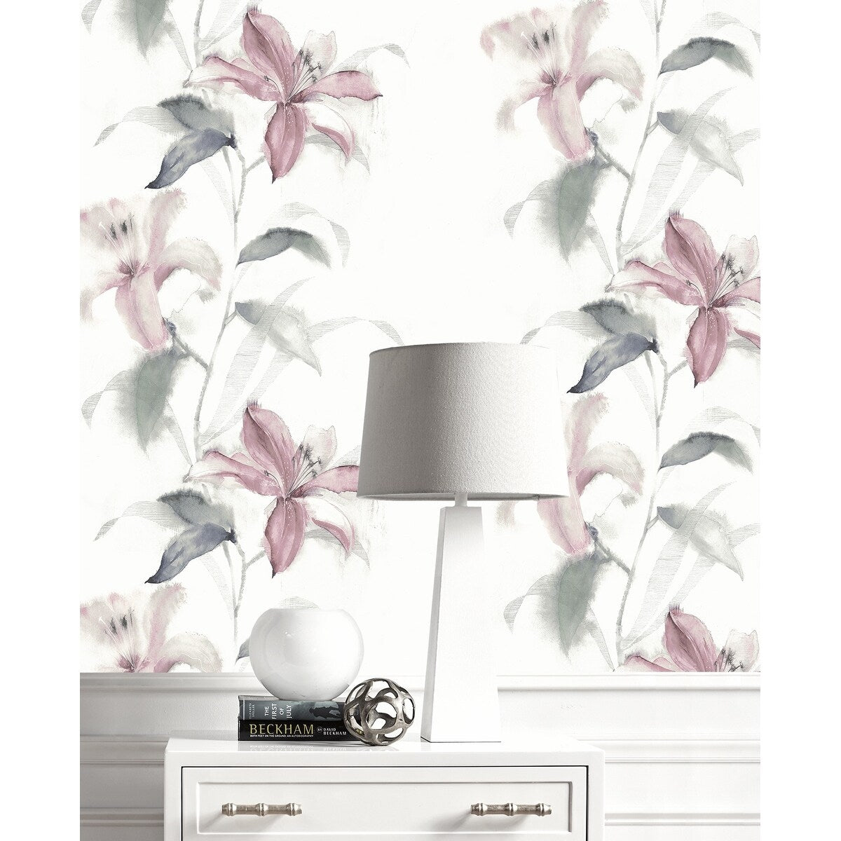 Seabrook Designs Urbana Watercolor Lilies Unpasted Wallpaper