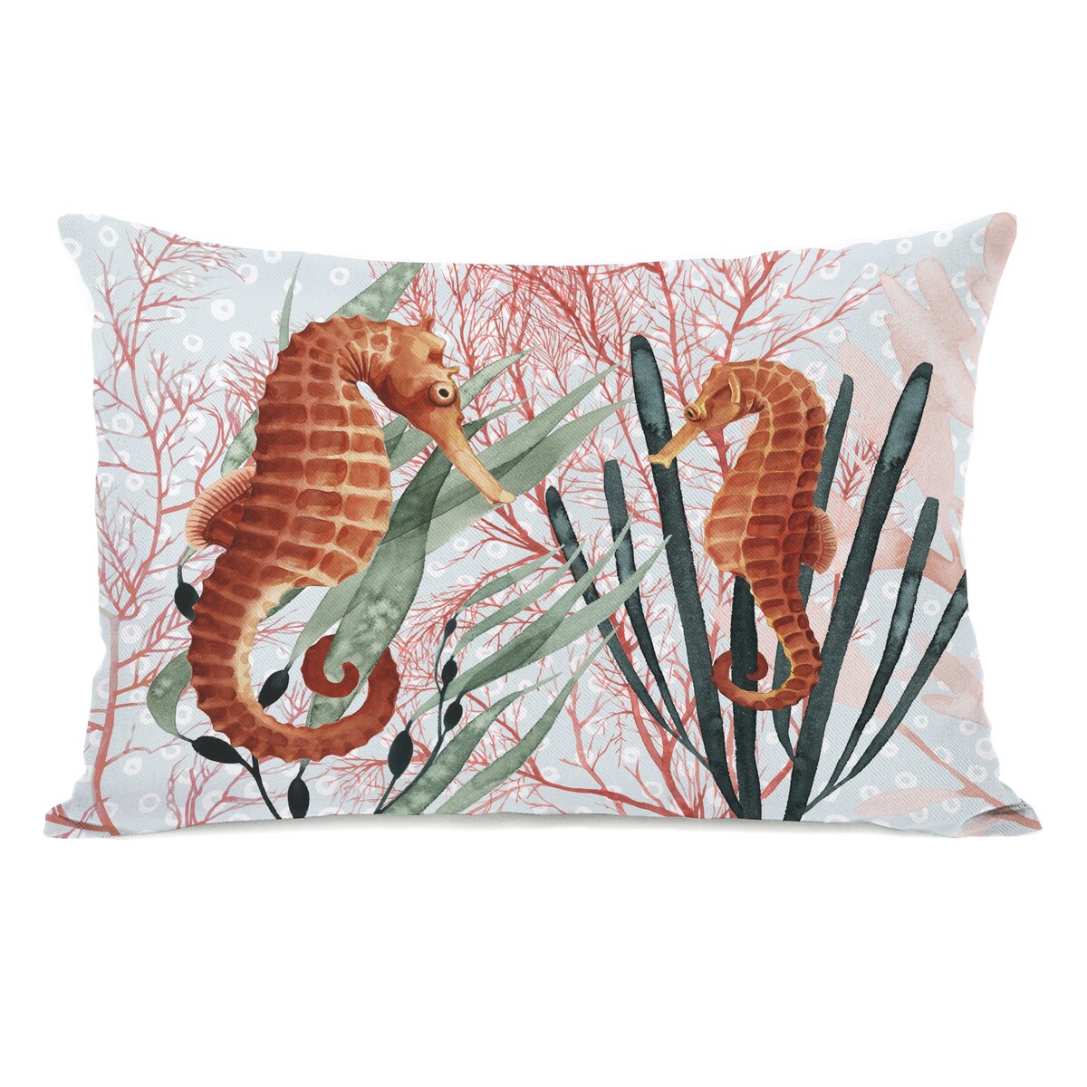 Seahorse Coral - Lumbar Pillow by Grace Popp