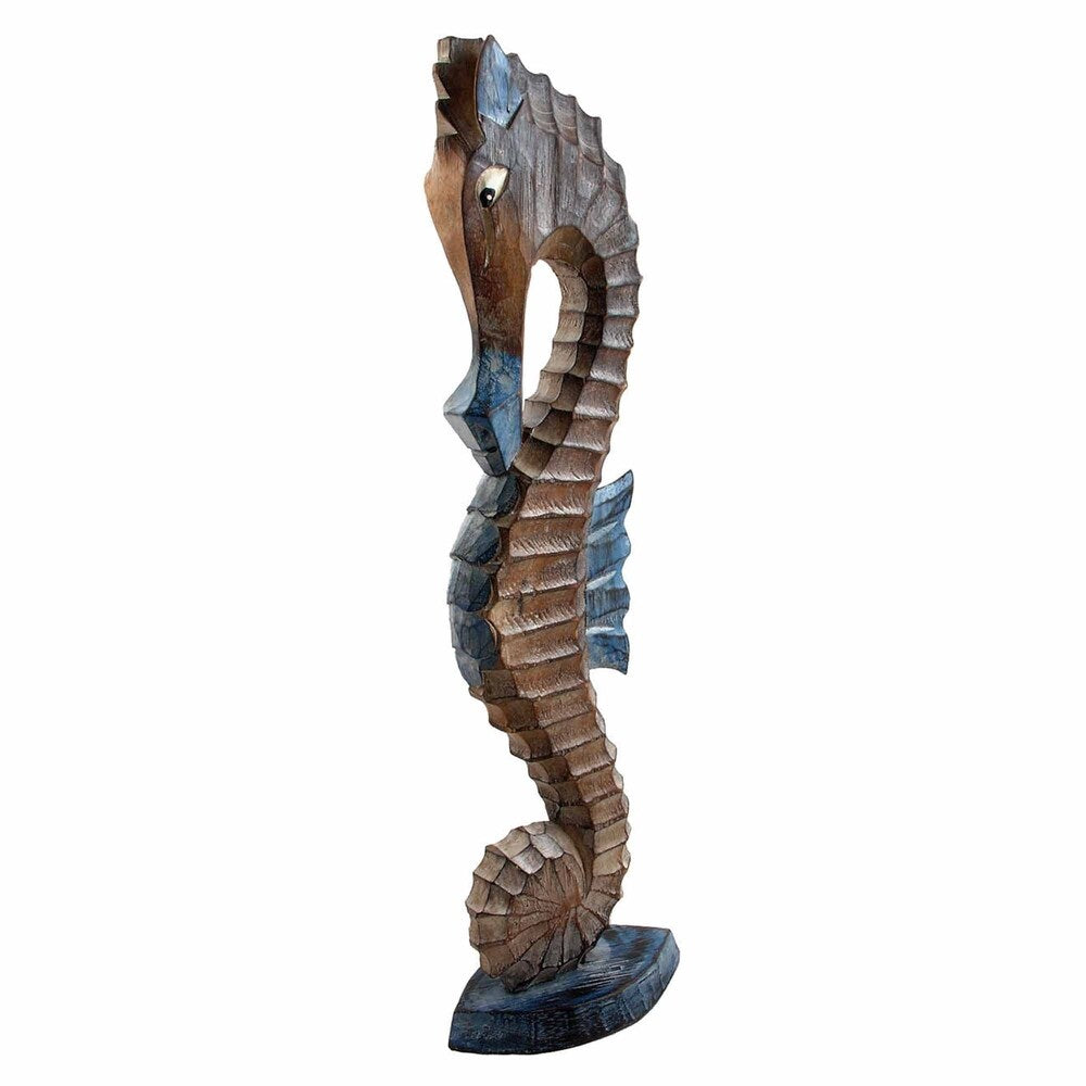 Seahorse Wood White Blue 12"
