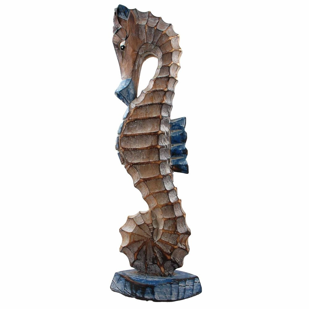 Seahorse Wood White Blue 12"