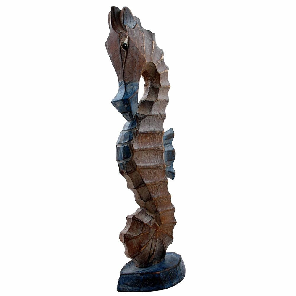Seahorse Wood White Blue 12"