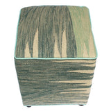 Seal Grey/Ivory Handmade Kilim Upholstered Ottoman 16"x16"x20"