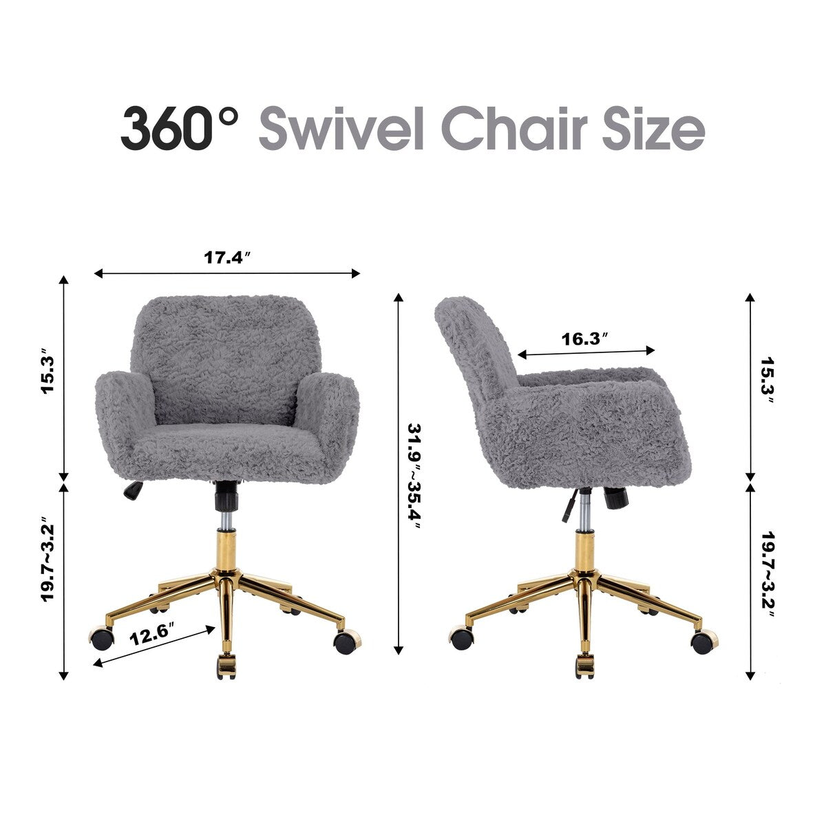 Upholstered Office Chair with Adjustable 360 Swivel Golden Base