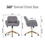 Upholstered Office Chair with Adjustable 360 Swivel Golden Base
