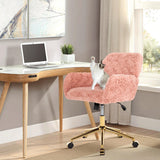Upholstered Office Chair with Adjustable 360 Swivel Golden Base