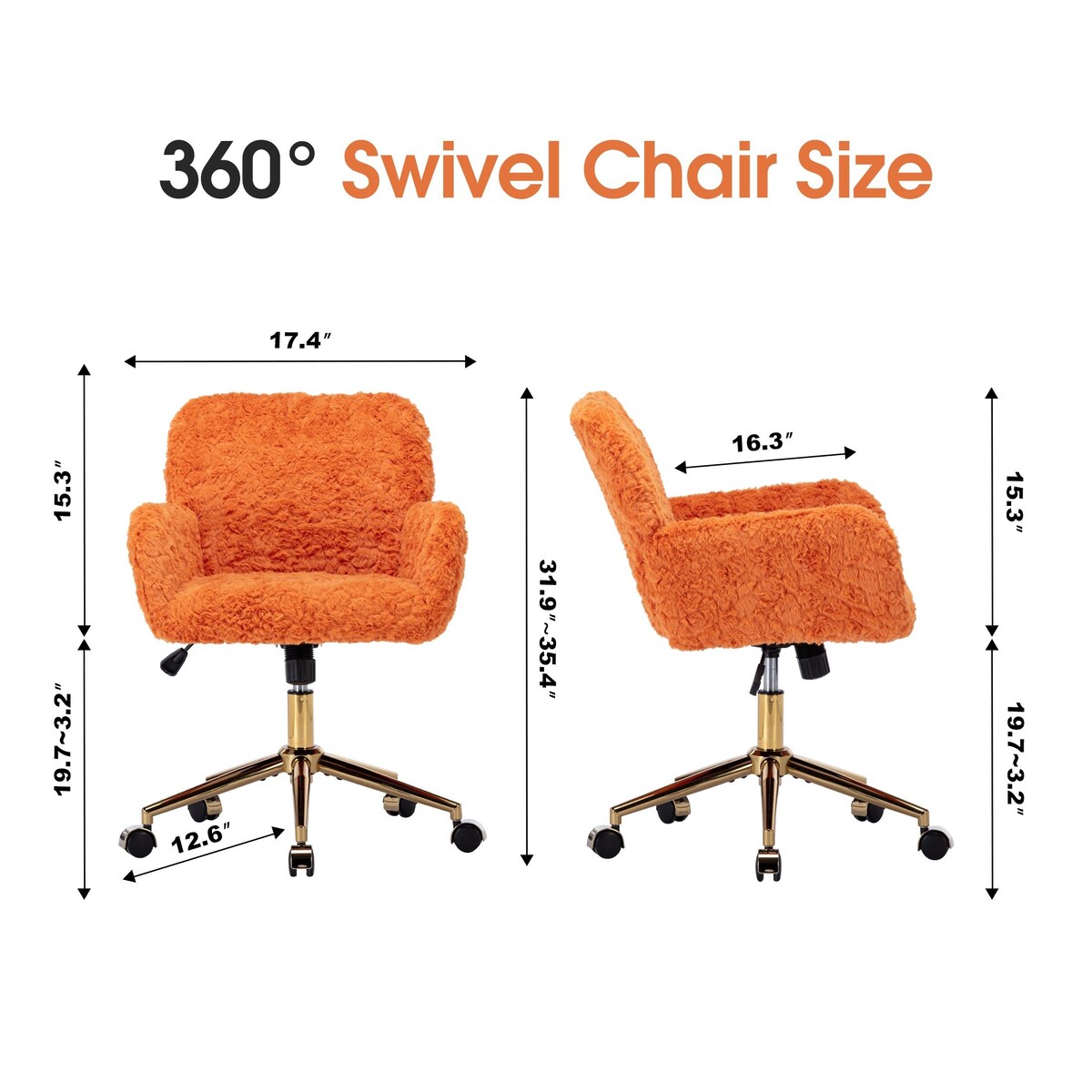 Upholstered Office Chair with Adjustable 360 Swivel Golden Base