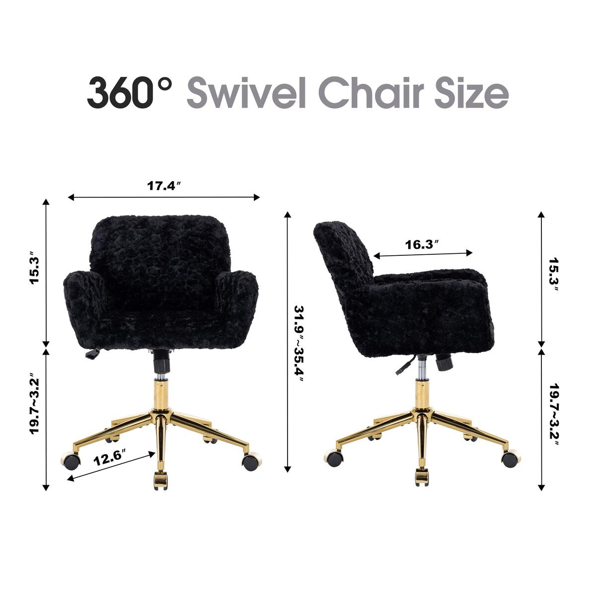 Upholstered Office Chair with Adjustable 360 Swivel Golden Base