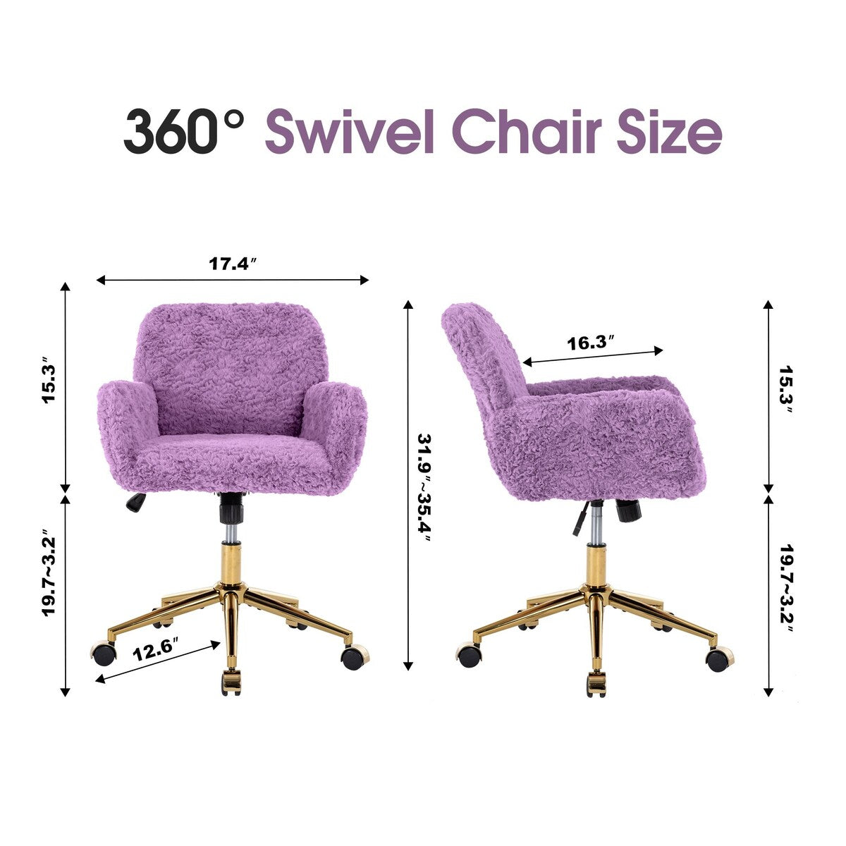 Upholstered Office Chair with Adjustable 360 Swivel Golden Base